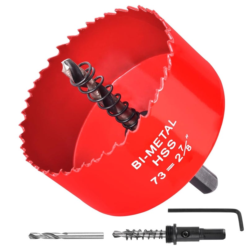 Allwin 2-7/8 Inch / 73mm Hole Saw for Wood, Plastic Board, Ceiling,Drywall, and Metal Sheet - HSS Bi-Metal Hole Cutter with Pilot Drill Bit - Image 1